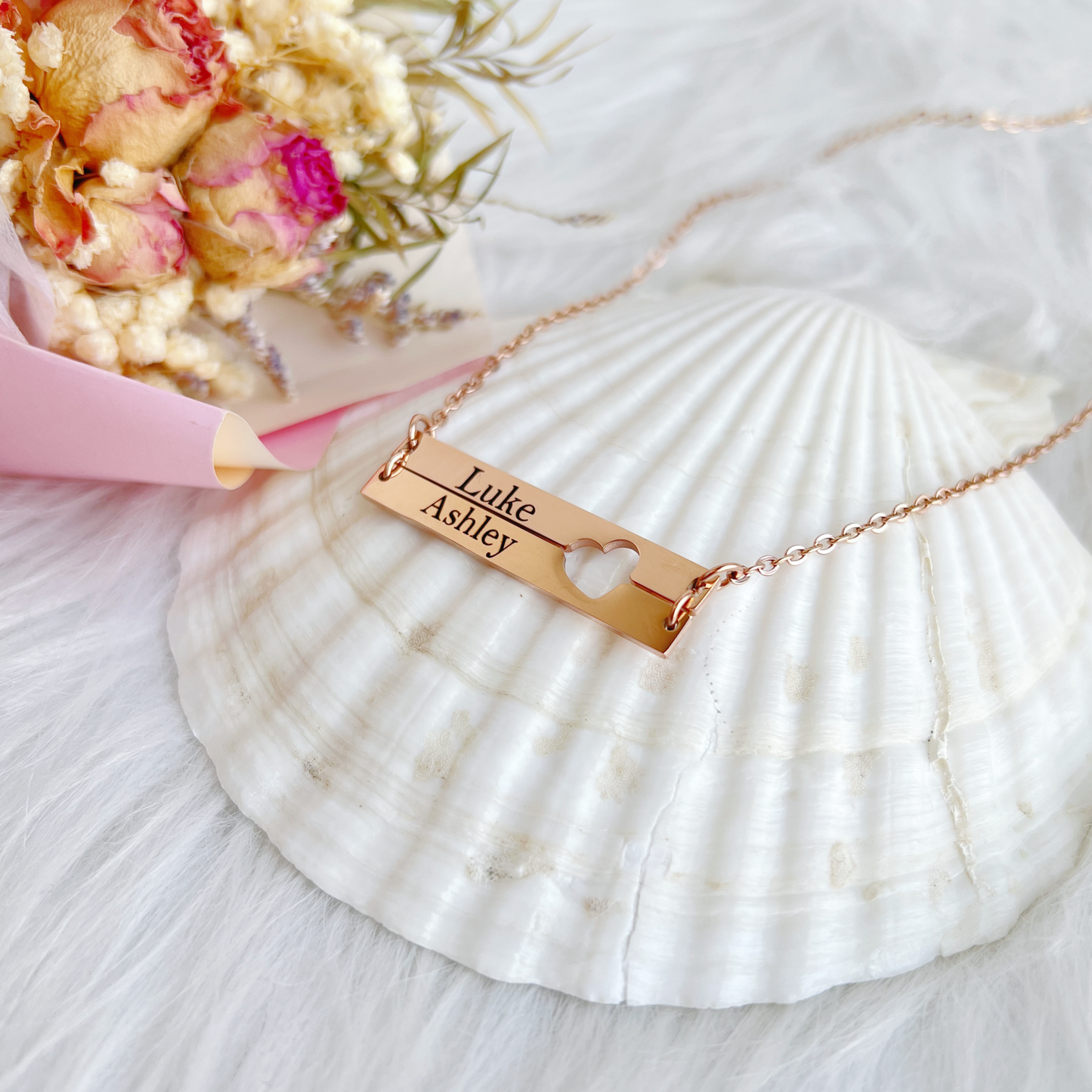 Engraved Double Bar Necklace