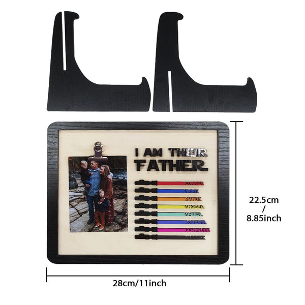 I Am Their Father Sign Wooden Plaque Personalized Light Saber Gift for Father