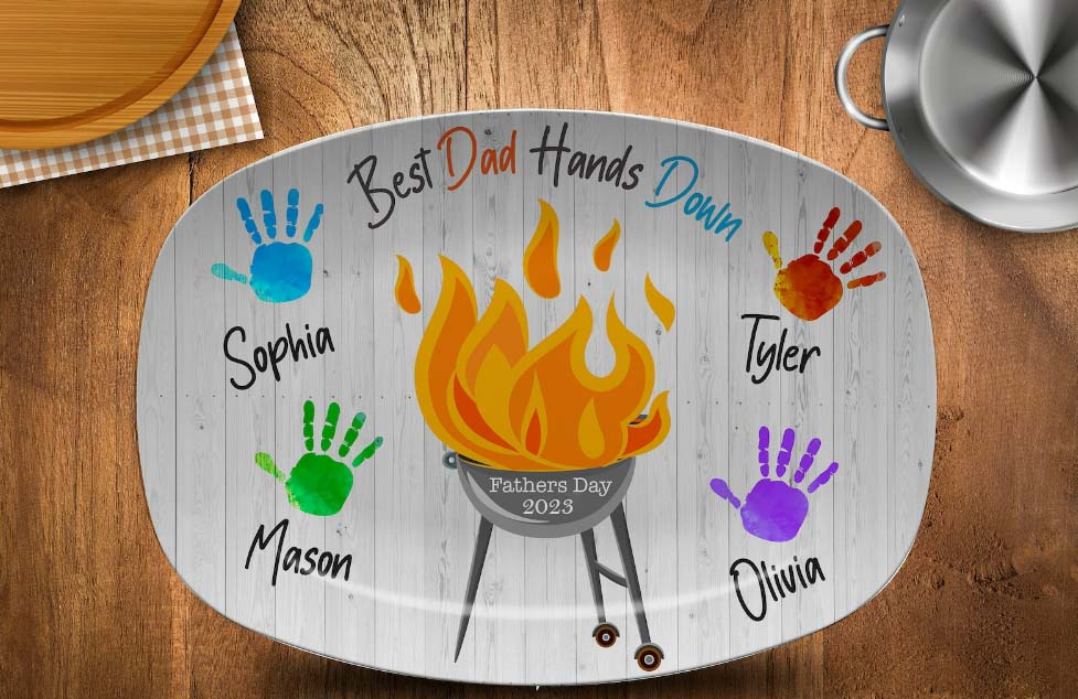 Best Dad Hands Down, Fathers Day Gifts, Custom Dad Platter