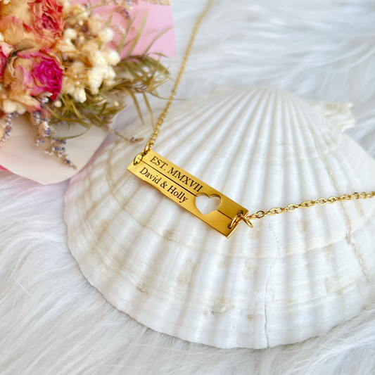 Engraved Double Bar Necklace