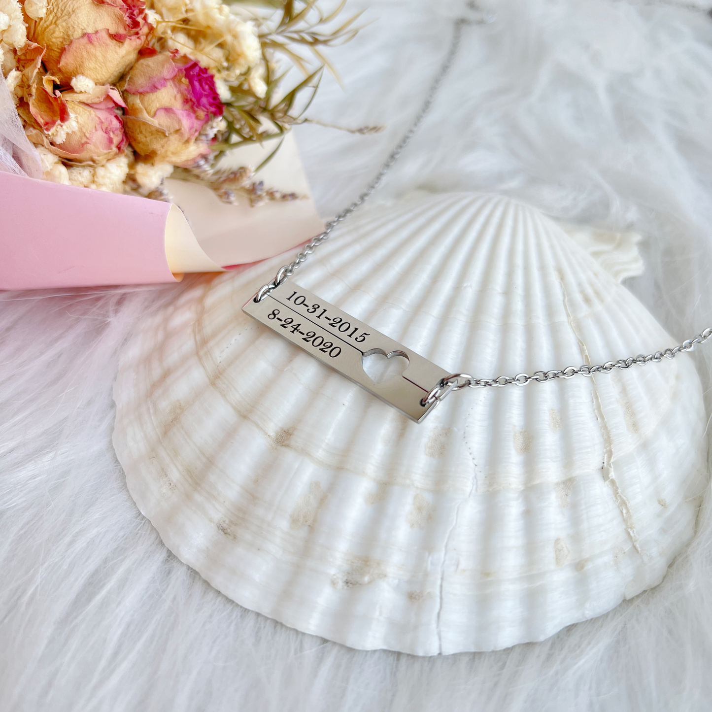 Engraved Double Bar Necklace