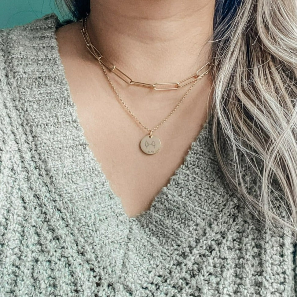 Custom Pet Photo Ears Outline Necklace