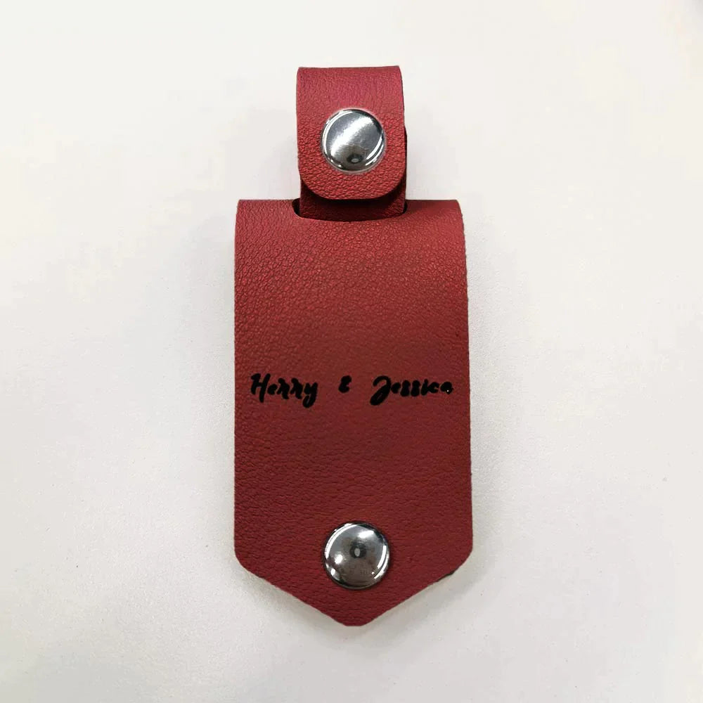 Personalized Photo Keyring In Leather Case