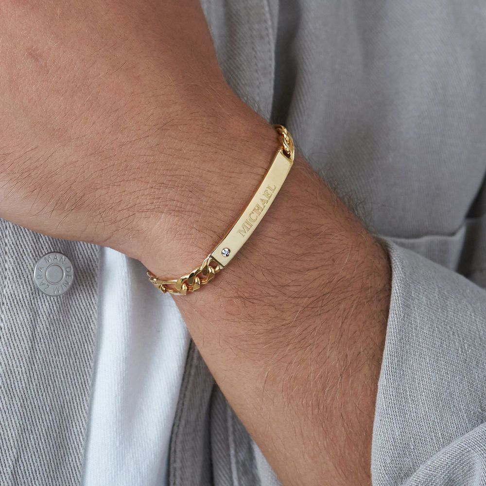 Amigo ID Bracelet for men in Sterling Silver with Diamond