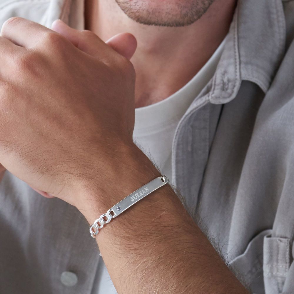 Amigo ID Bracelet for men in Sterling Silver with Diamond