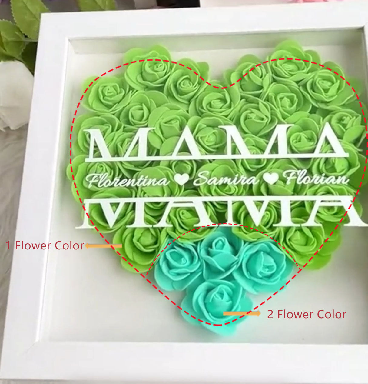 Mom Heart Shaped Monogram Flower Shadow Box Gift