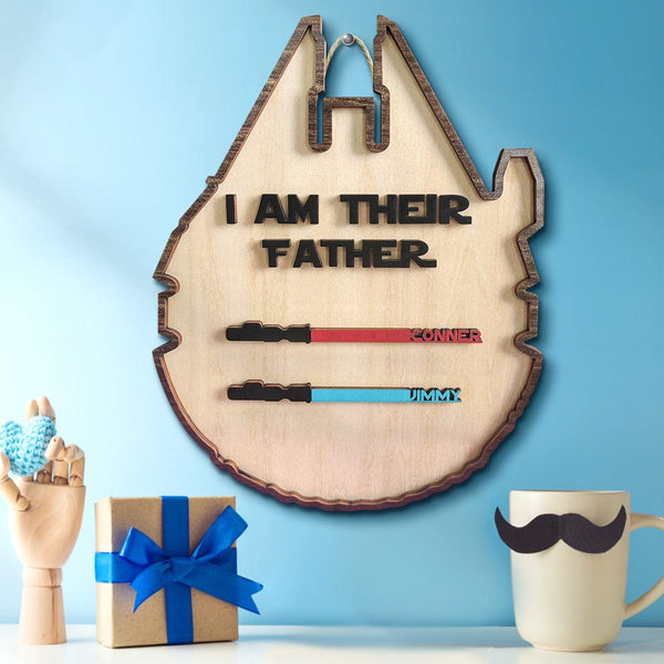 Personalized Light Saber Plaque I Am Their Father Wooden Sign