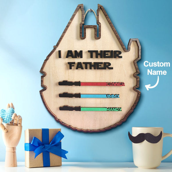 Personalized Light Saber Plaque I Am Their Father Wooden Sign