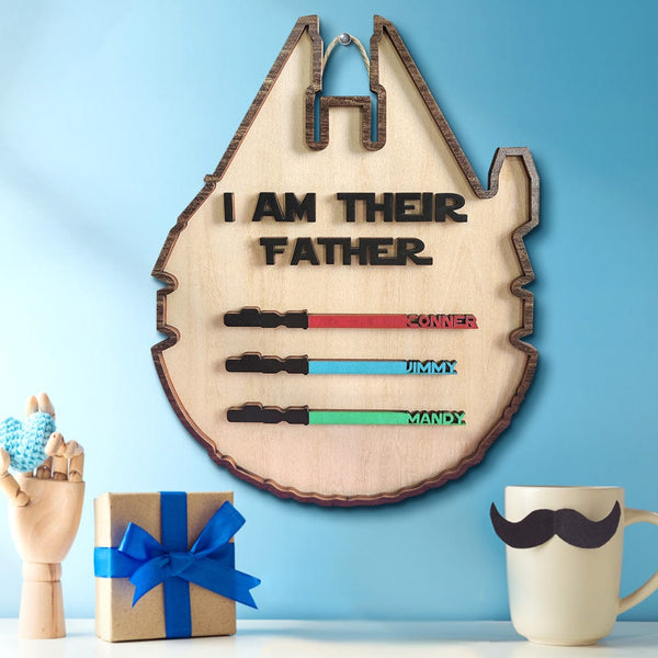 Personalized Light Saber Plaque I Am Their Father Wooden Sign