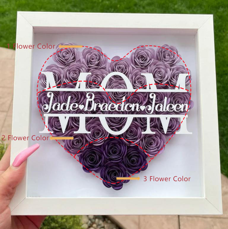 Mom We Love You - Heart Monogram Flower Shadow Box