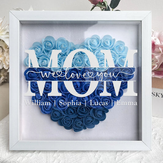 Mom We Love You - Heart Monogram Flower Shadow Box