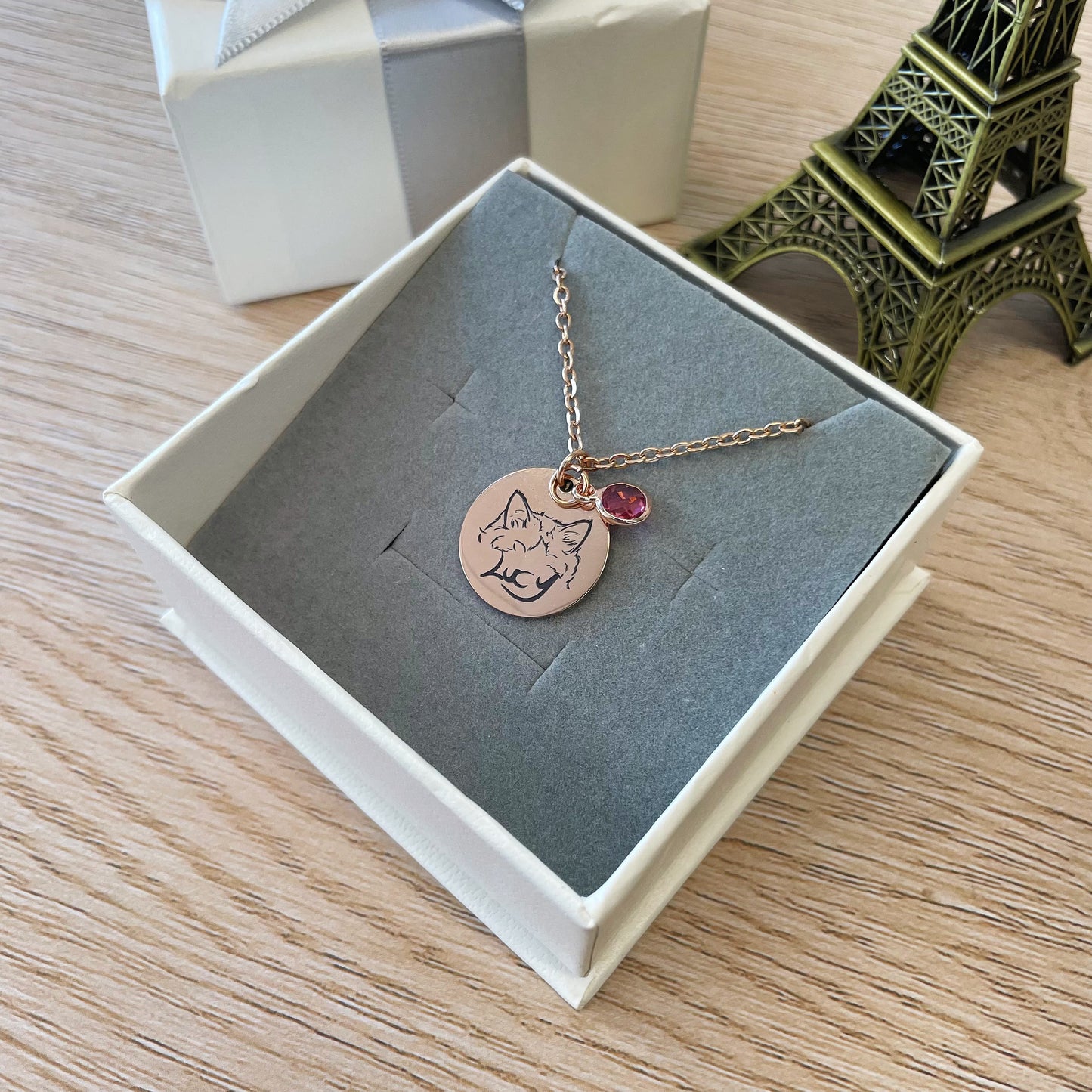 Custom Pet Photo Ears Outline Necklace