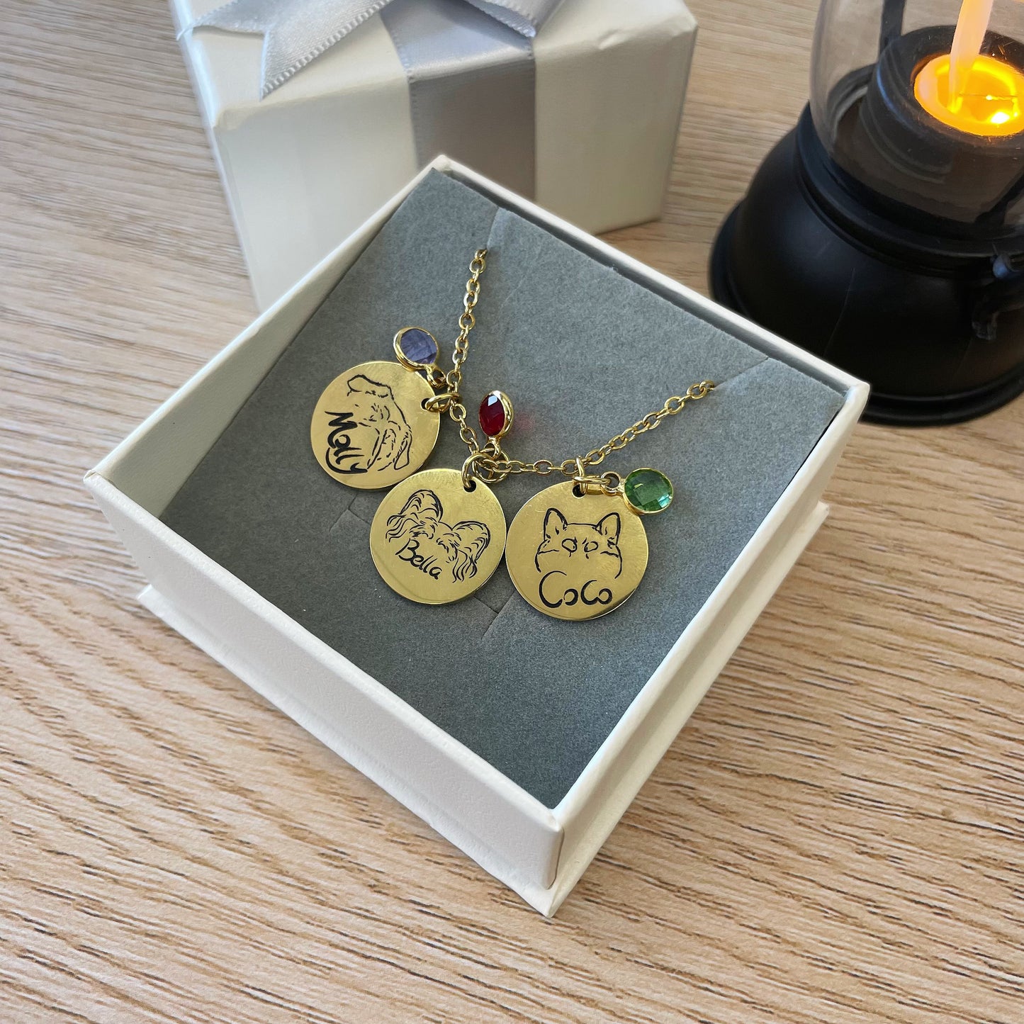 Custom Pet Photo Ears Outline Necklace