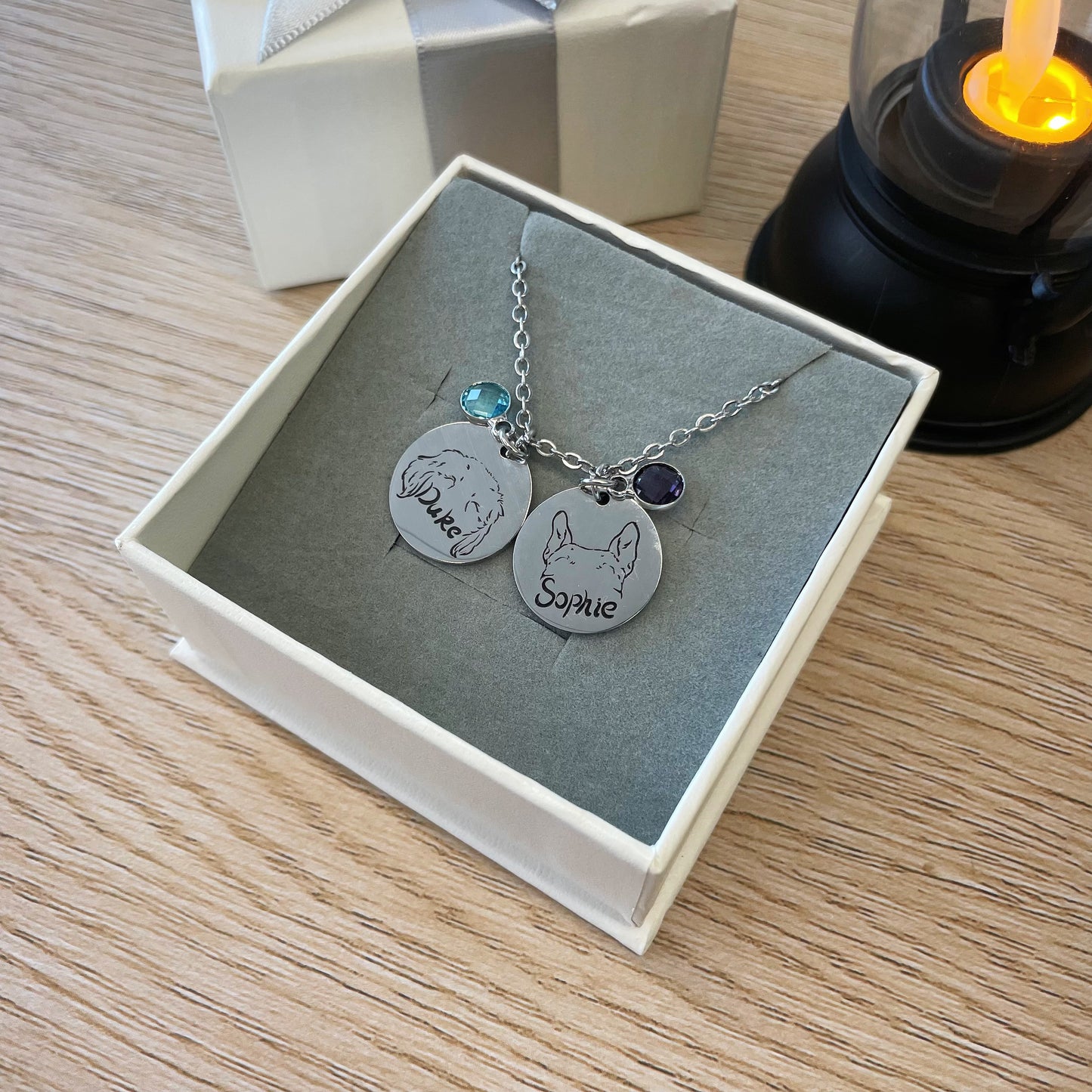 Custom Pet Photo Ears Outline Necklace