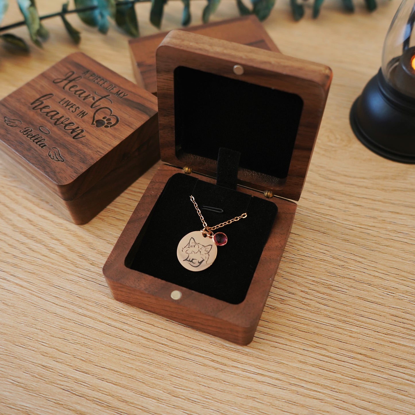 Custom Pet Photo Ears Outline Necklace