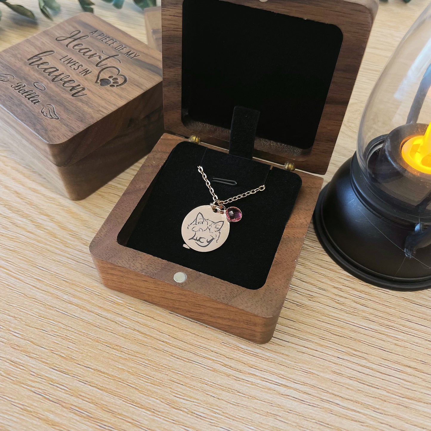 Custom Pet Photo Ears Outline Necklace