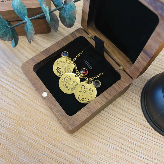 Custom Pet Photo Ears Outline Necklace