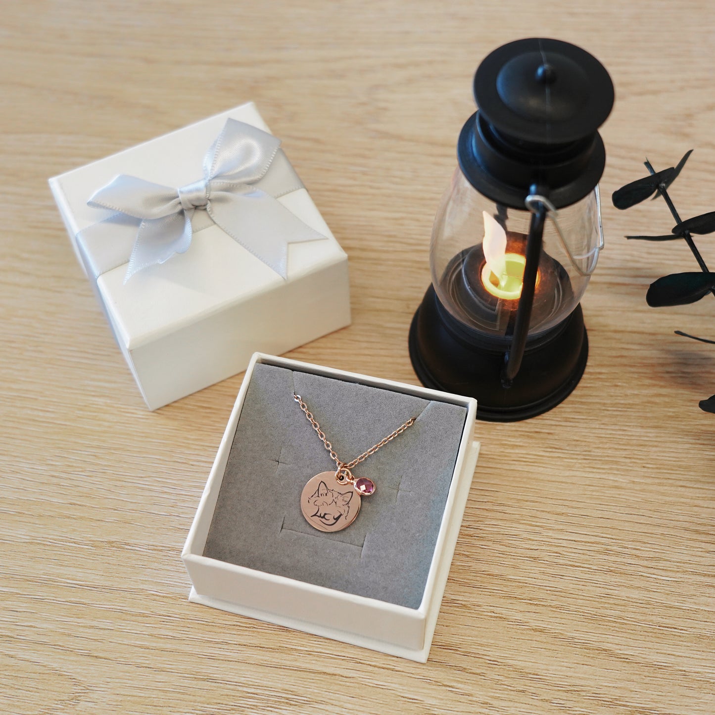 Custom Pet Photo Ears Outline Necklace
