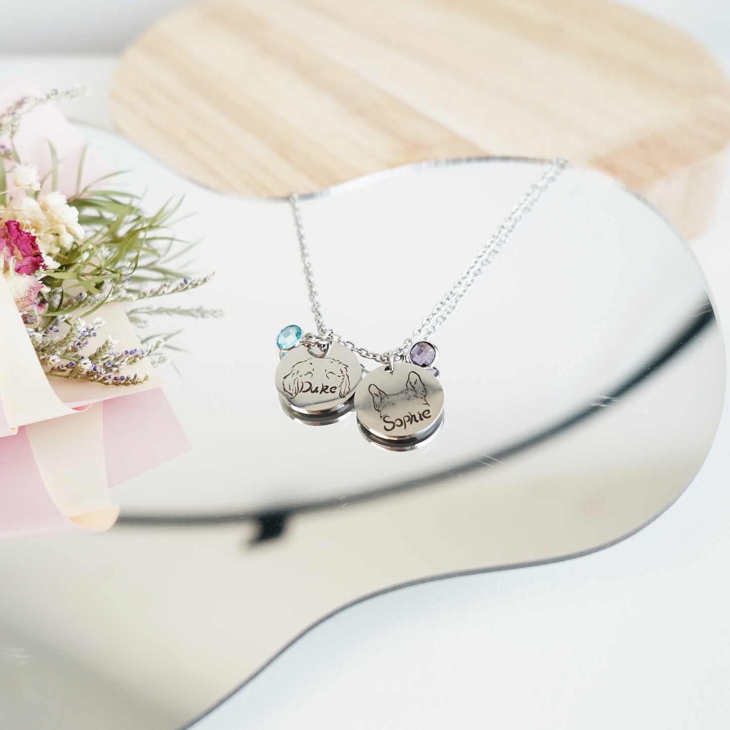 Custom Pet Photo Ears Outline Necklace