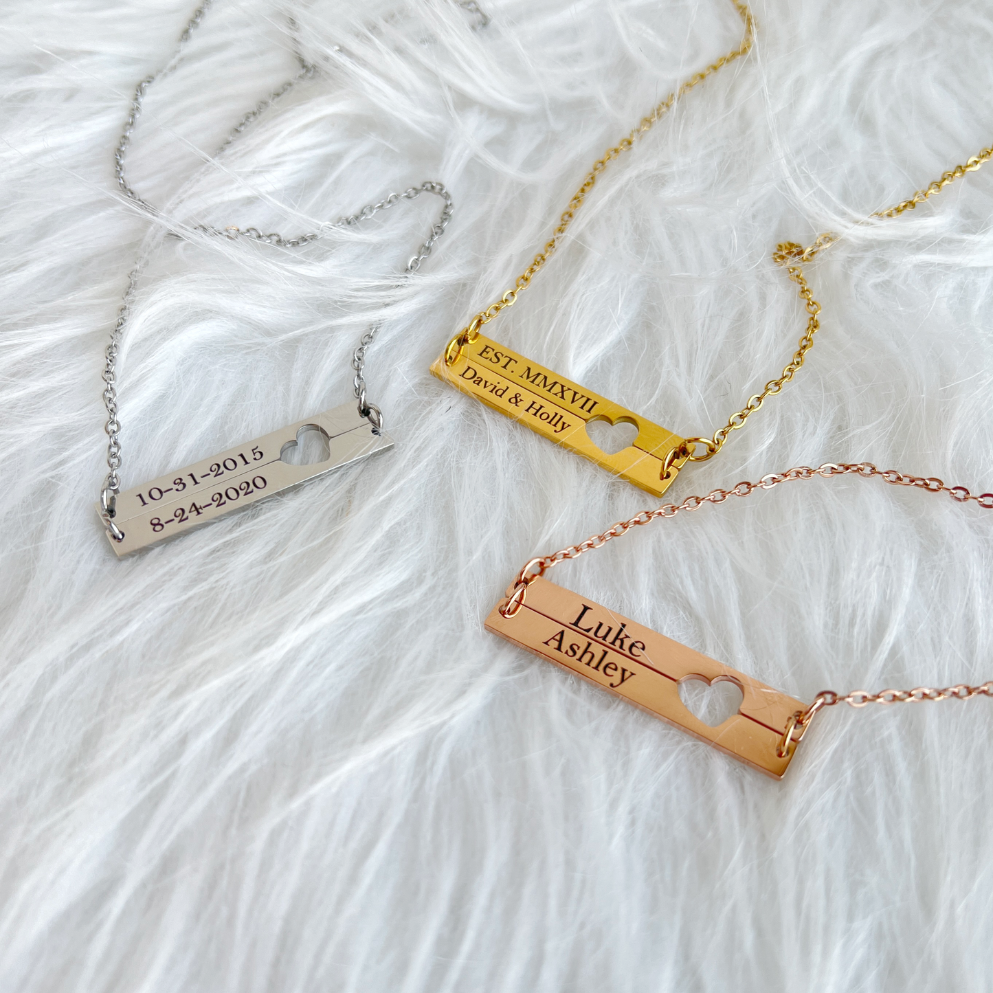 Engraved Double Bar Necklace