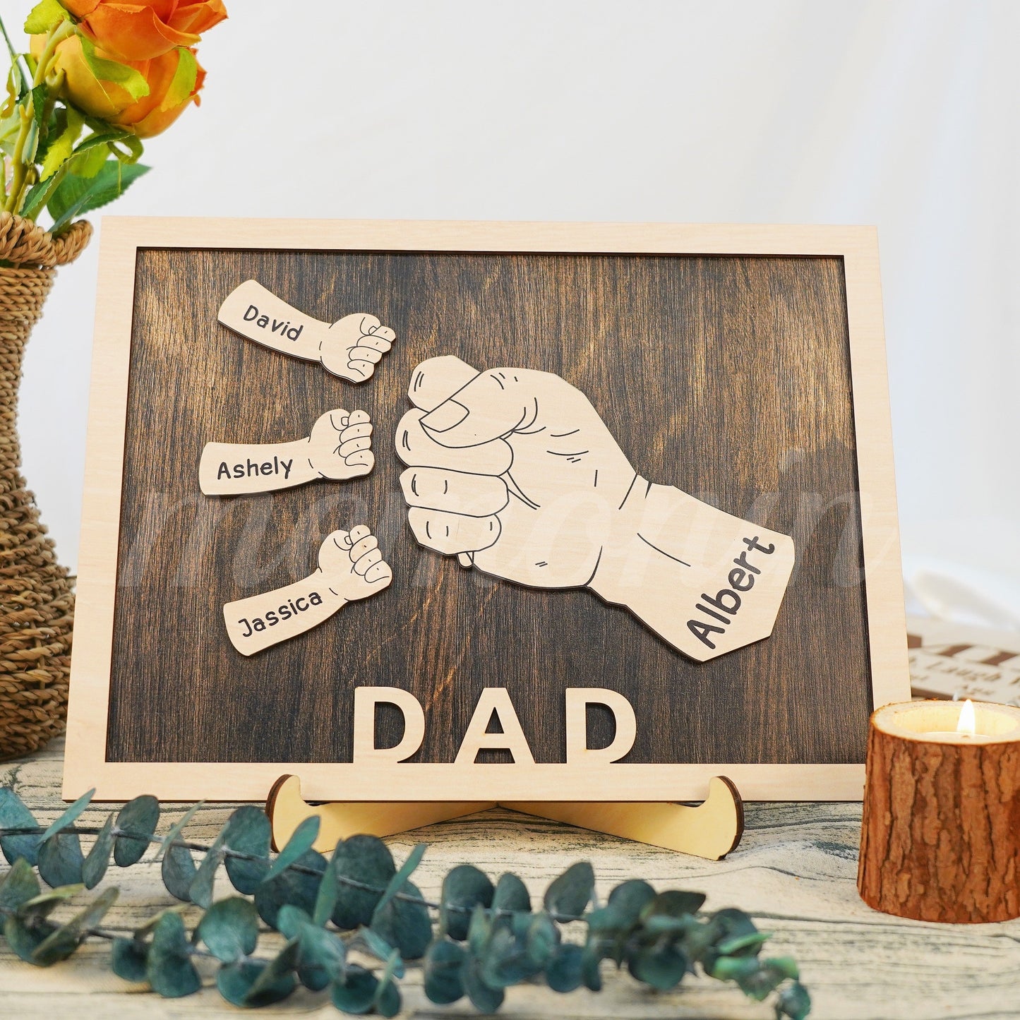 Daddy Grandpa With Kids Fist Bump