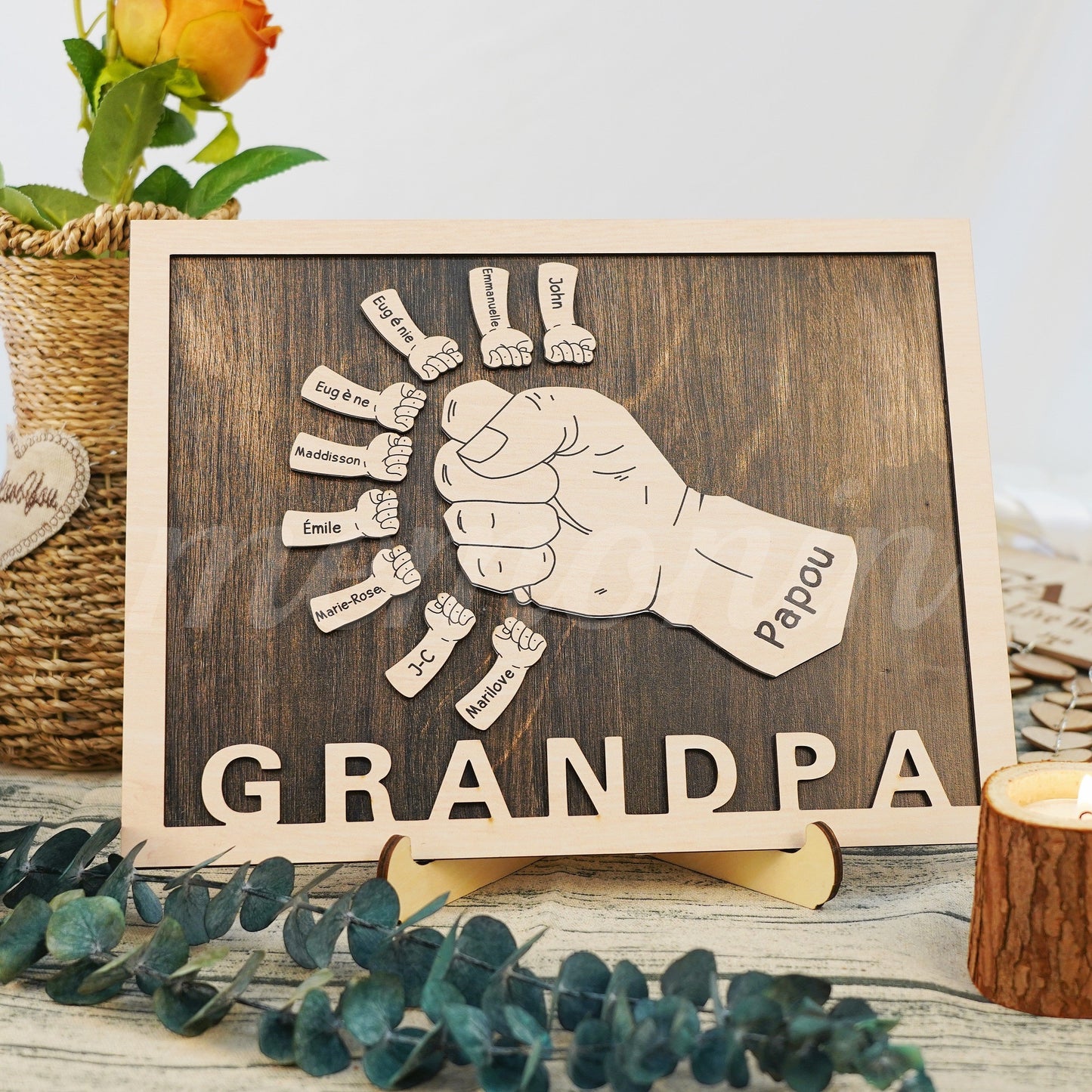 Daddy Grandpa With Kids Fist Bump