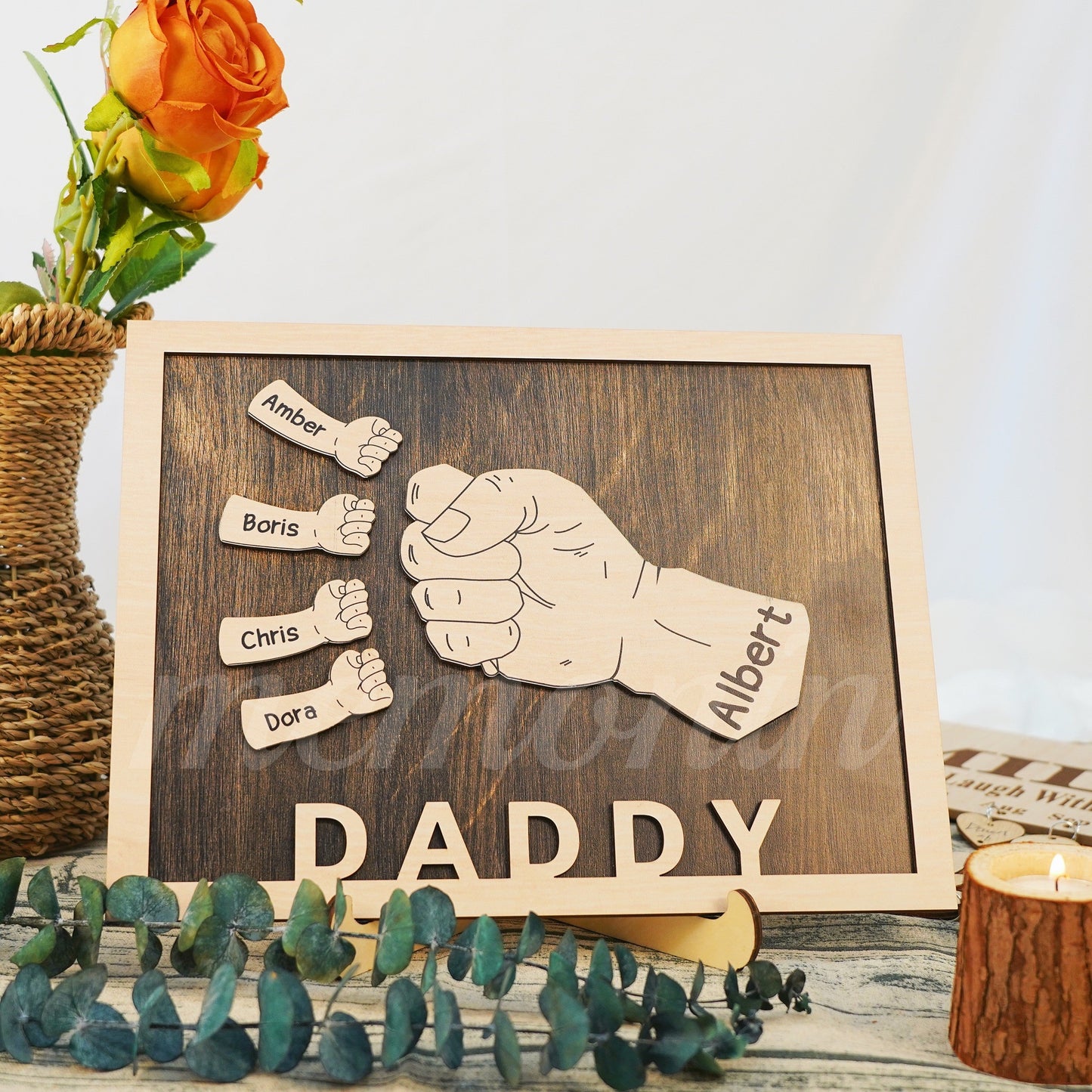Daddy Grandpa With Kids Fist Bump