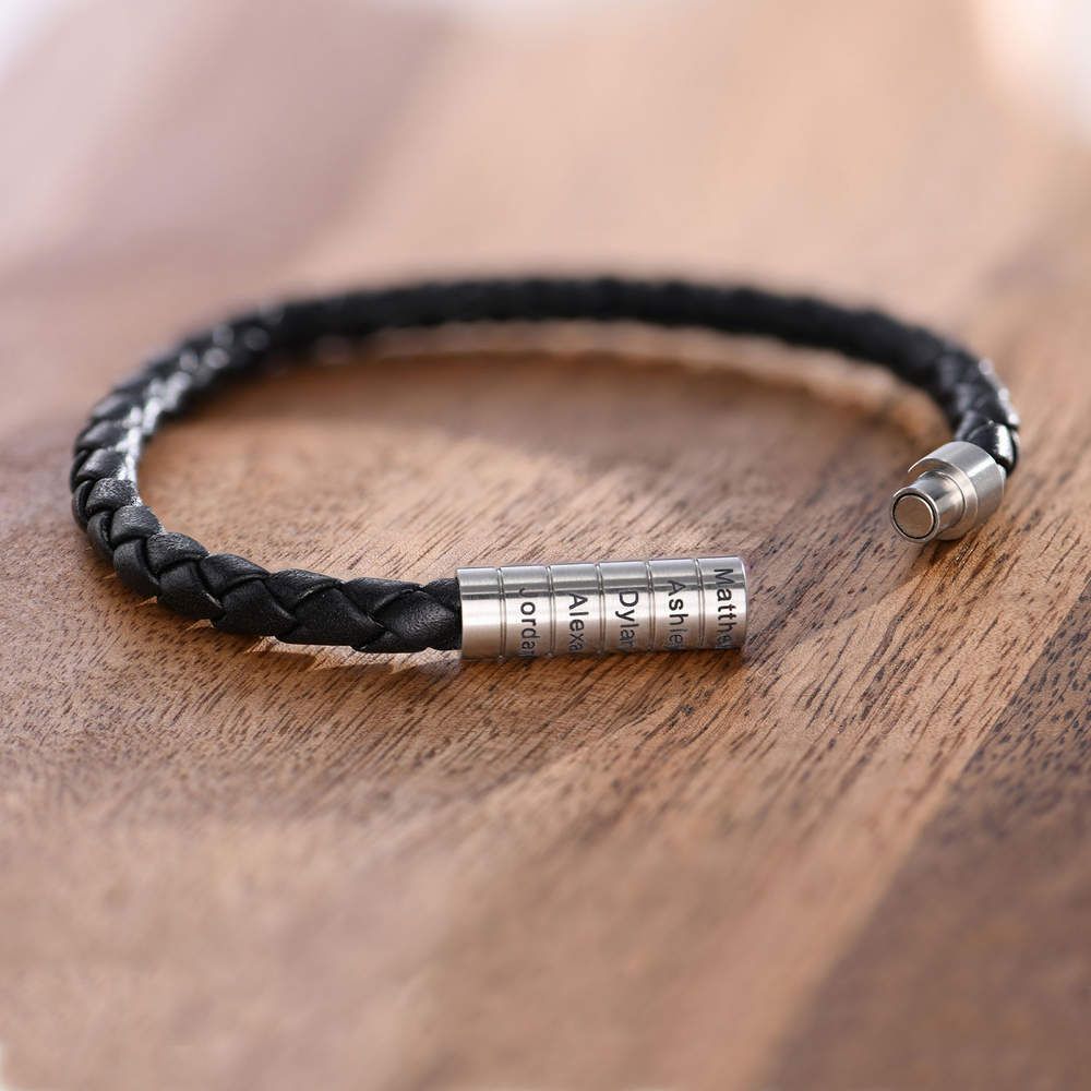 Nevada Black Braided Leather Bracelet for Men