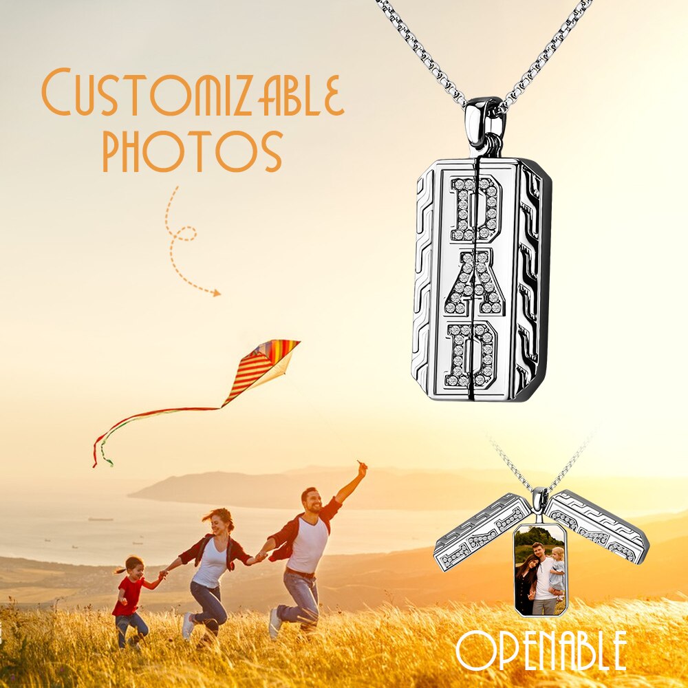Custom Photo Pendant Necklace Present for Father's Day