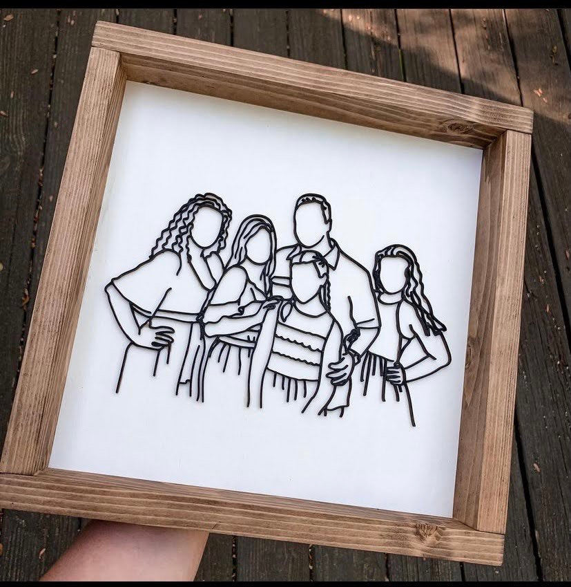Custom 3D Framed Line Drawn Portrait Signs