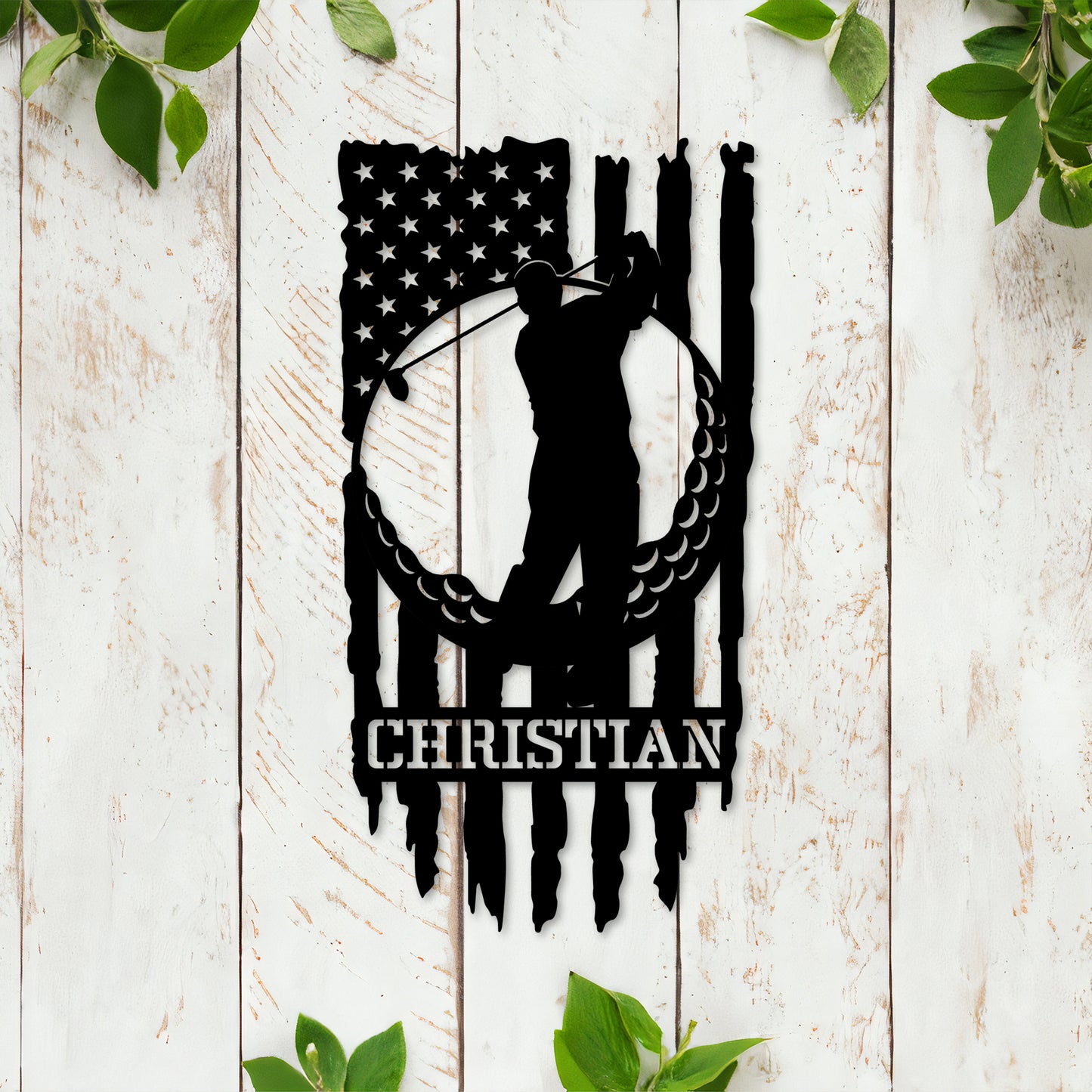 Custom Golfer Wooden Sign With LED Lights