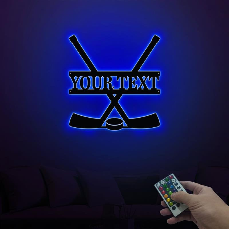 Custom Hockey Sticks Wooden Sign With LED Lights