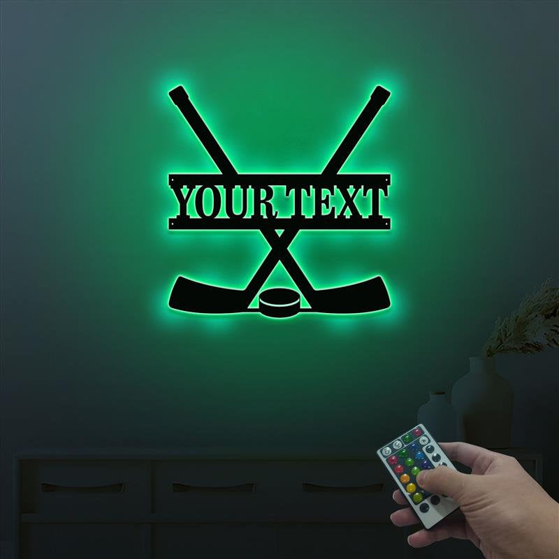 Custom Hockey Sticks Wooden Sign With LED Lights
