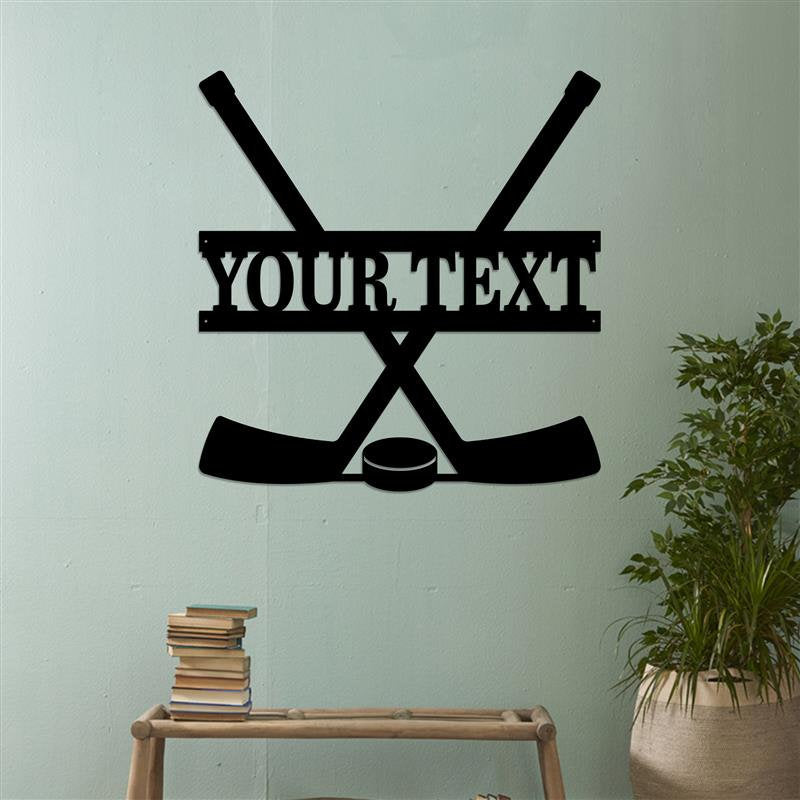 Custom Hockey Sticks Wooden Sign With LED Lights