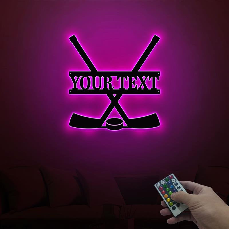 Custom Hockey Sticks Wooden Sign With LED Lights