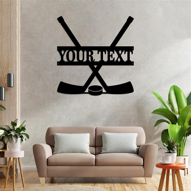 Custom Hockey Sticks Wooden Sign With LED Lights