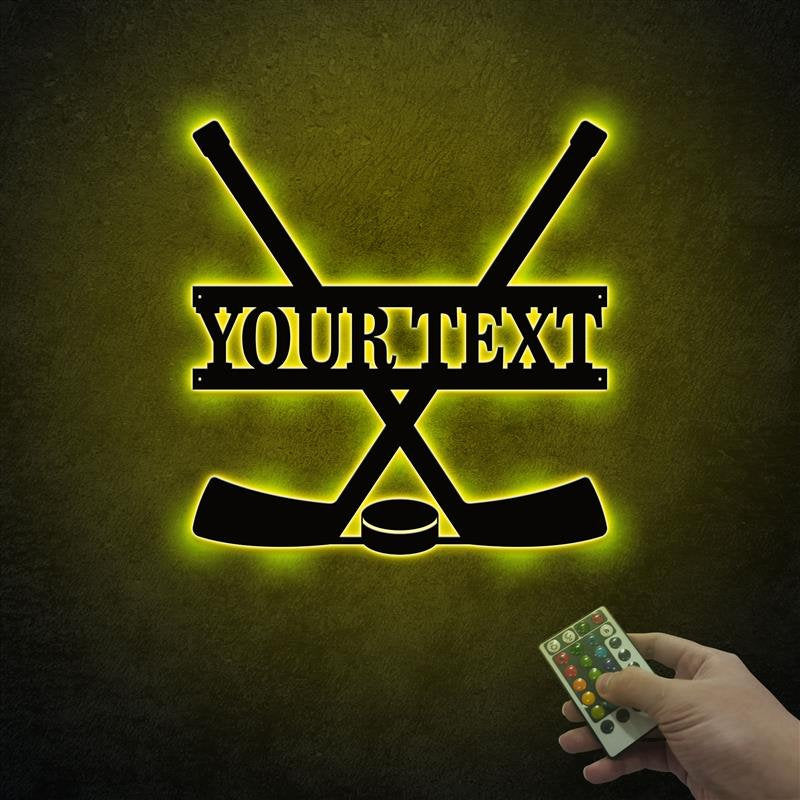 Custom Hockey Sticks Wooden Sign With LED Lights