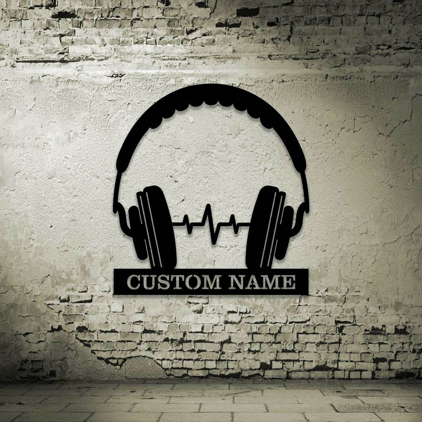 Custom Headphone Wooden Sign With LED Lights