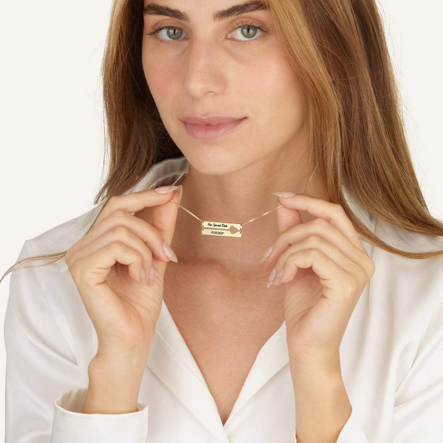 Engraved Double Bar Necklace