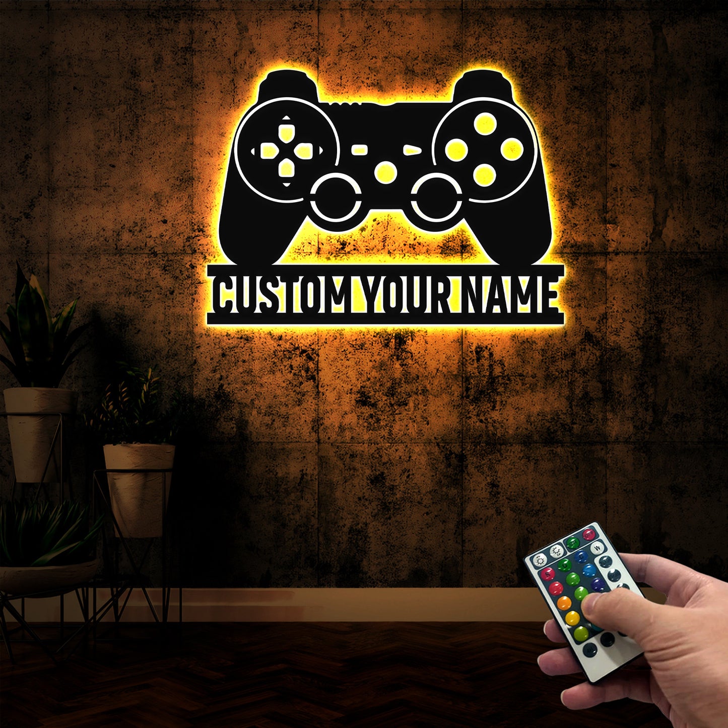 Custom Game Controller Wooden Sign With LED Lights