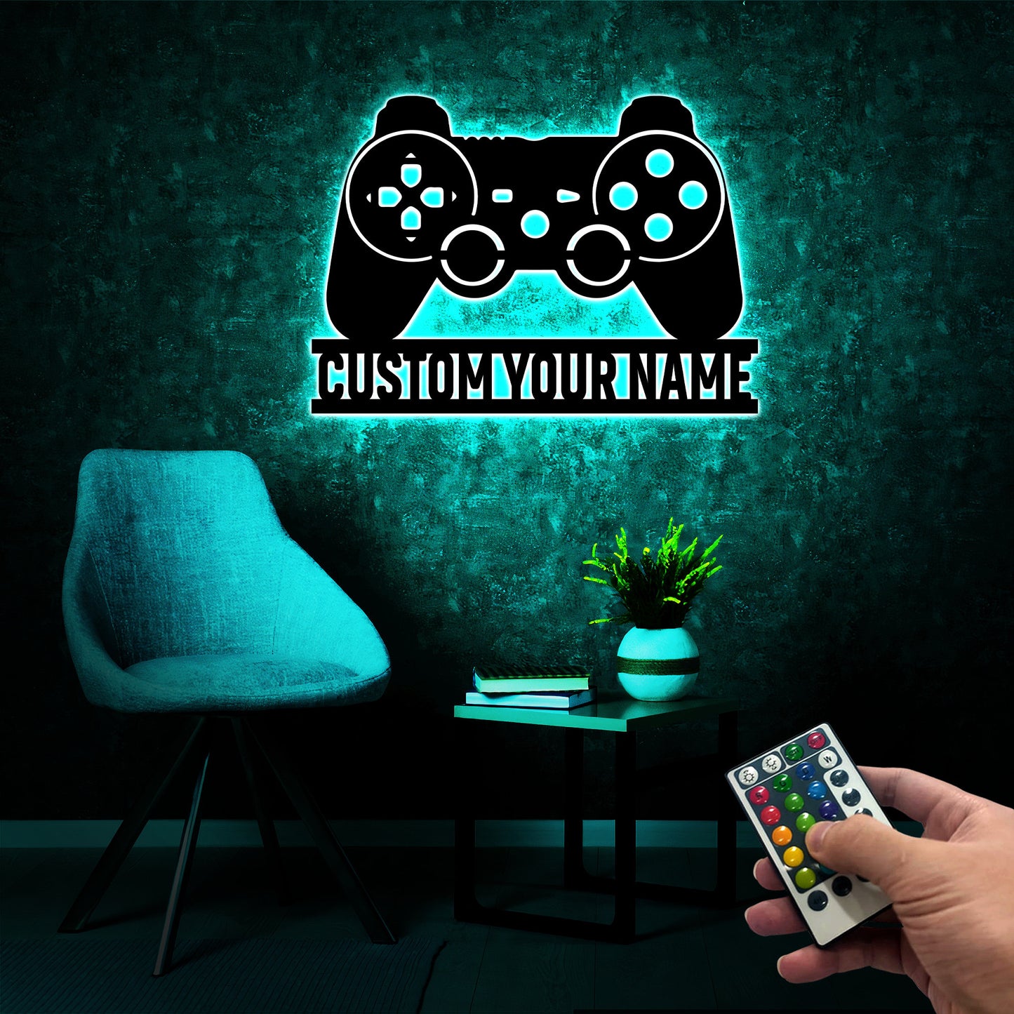 Custom Game Controller Wooden Sign With LED Lights