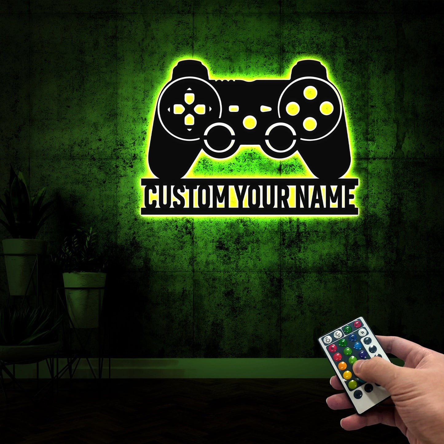 Custom Game Controller Wooden Sign With LED Lights
