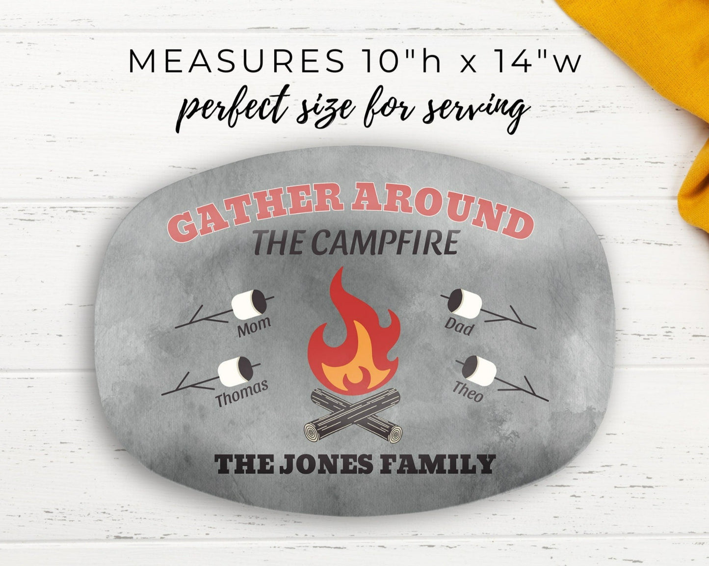 Personalized Camper Gift Platter, Marshmallow Campfire Plate, Fathers Day Gift