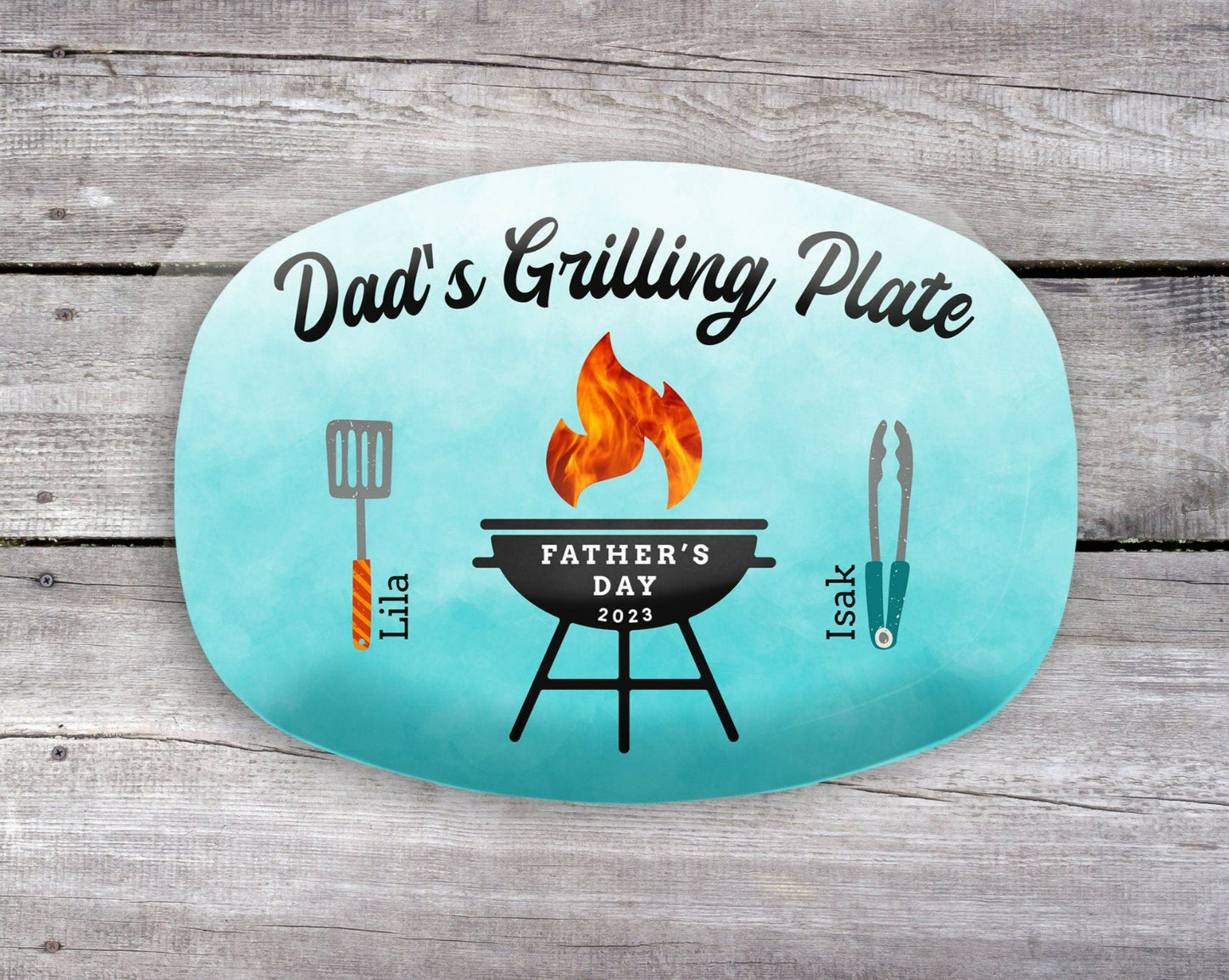 Gift from Grandkids, Personalized Grilling Plate, BBQ Custom Platter