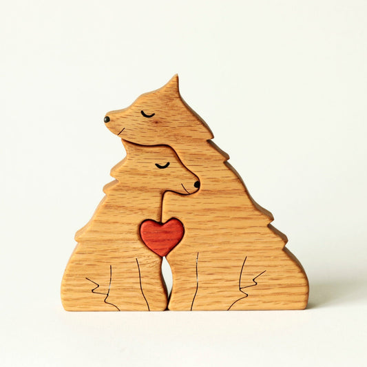 Wooden wolves family puzzle