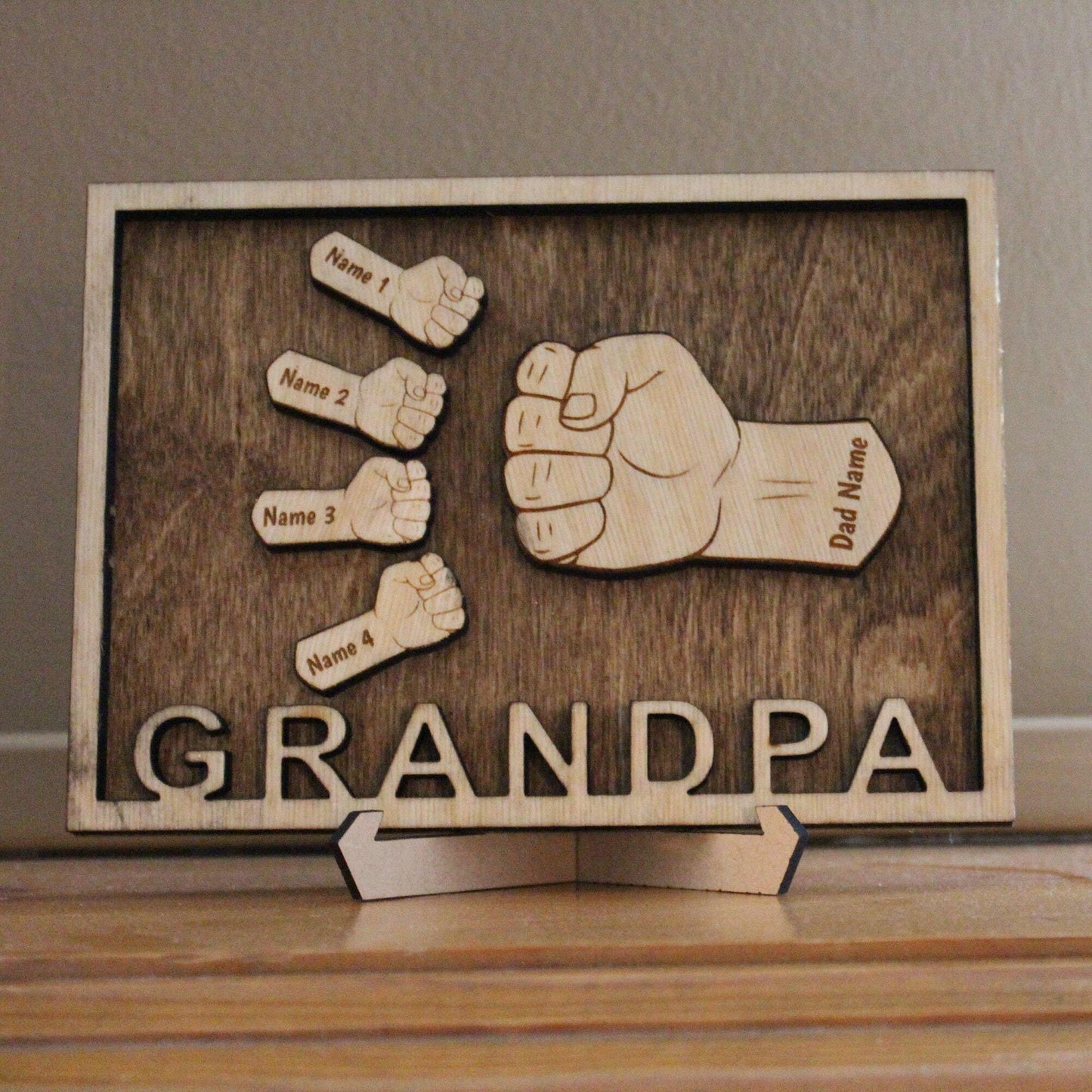 Daddy Grandpa With Kids Fist Bump