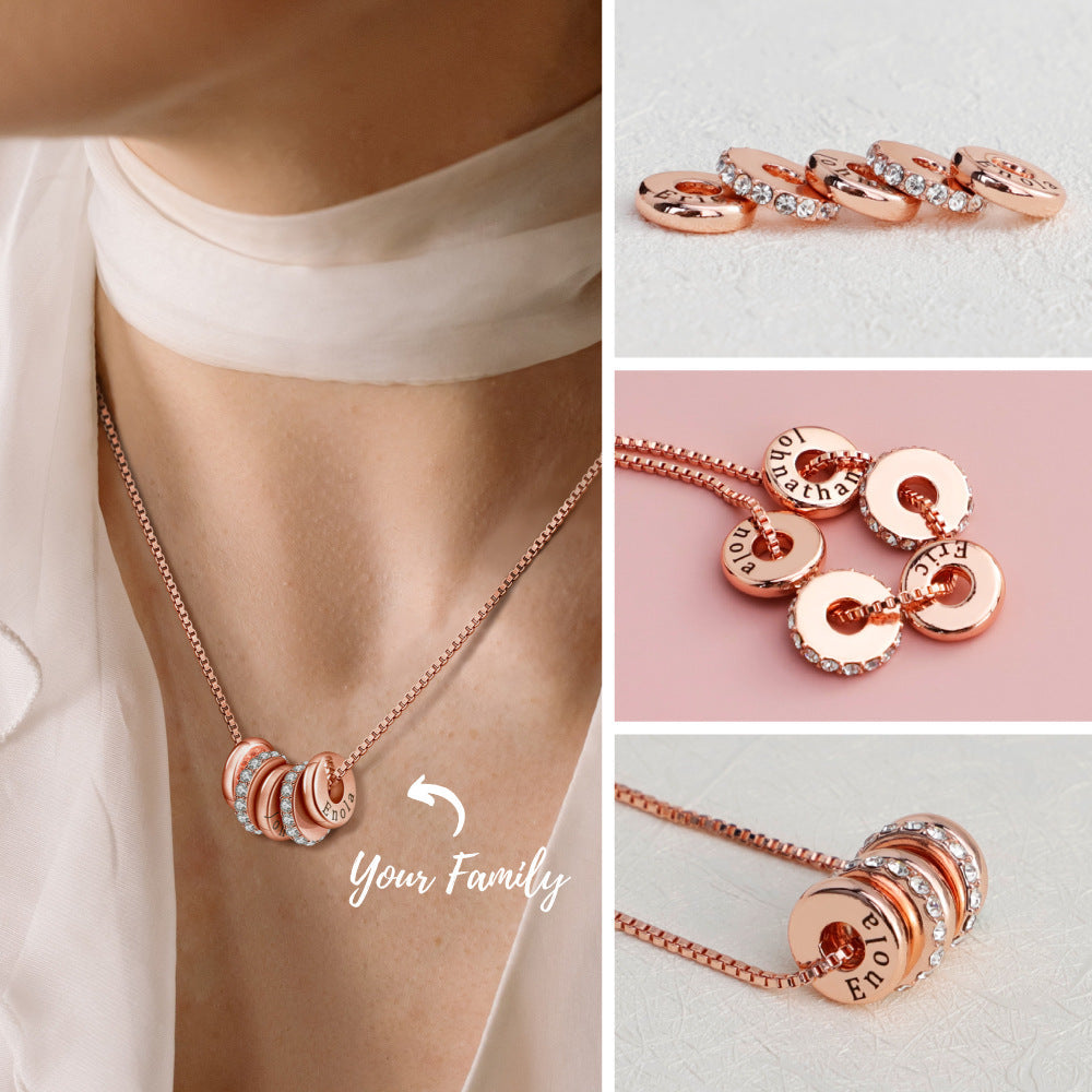 Personalized Engraved Name Crystal Disc Pendants Necklace