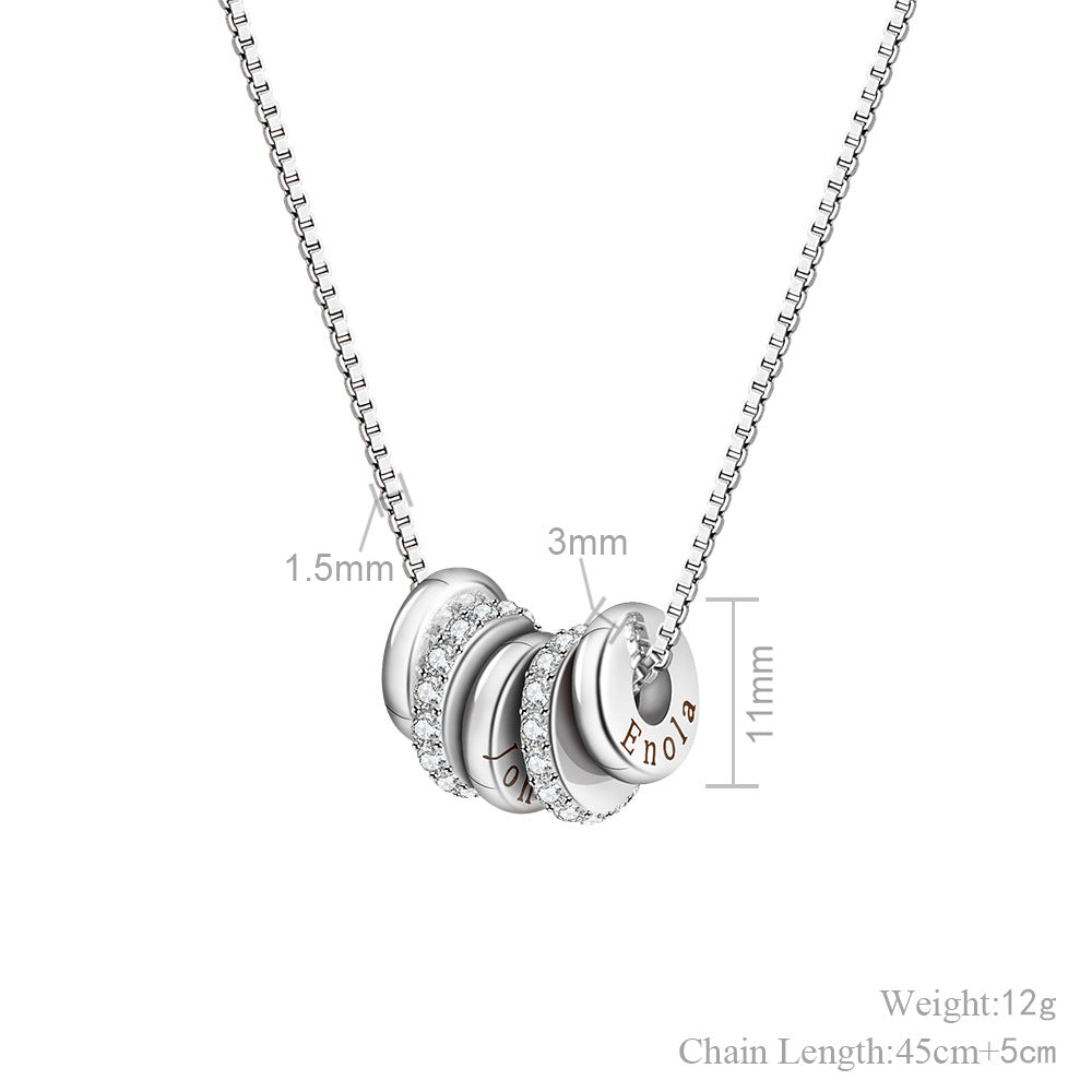 Personalized Engraved Name Crystal Disc Pendants Necklace