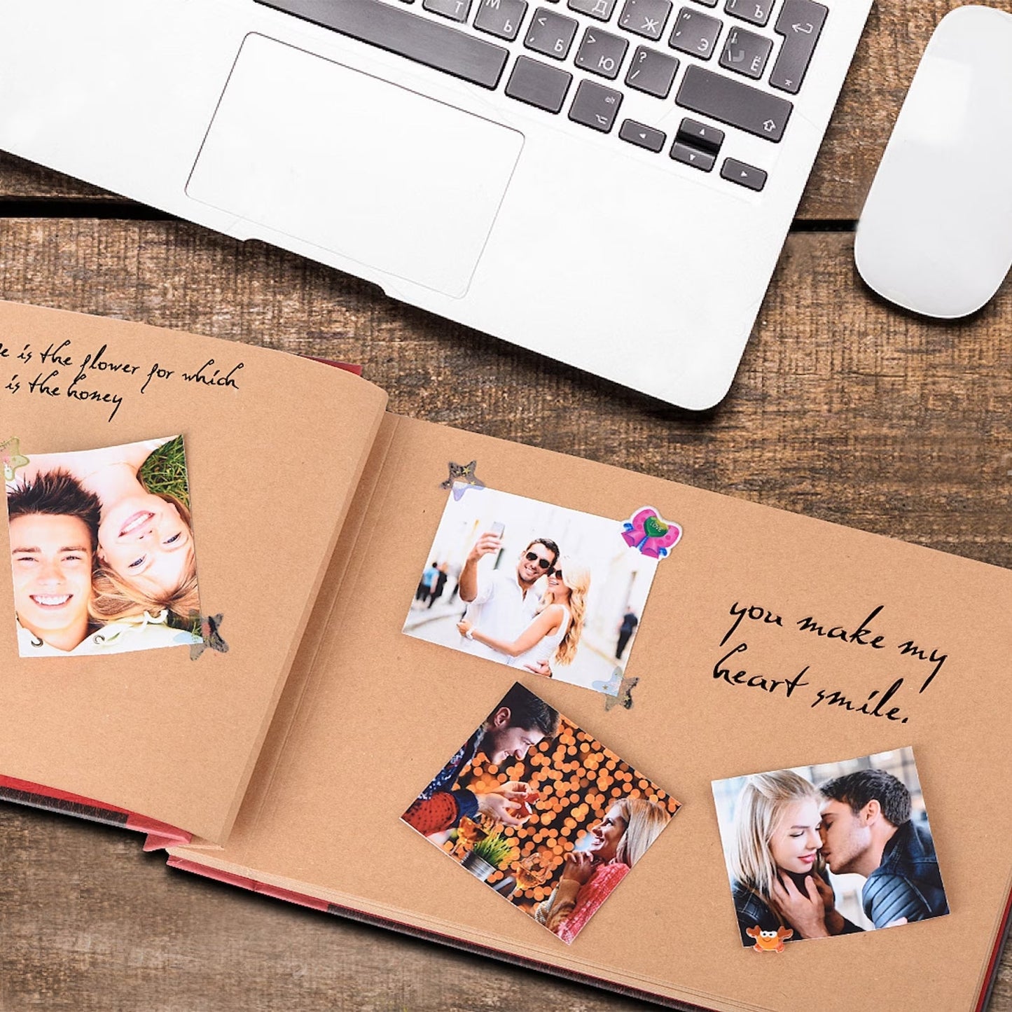 Custom 3-D Embossed Words Hard Cover Our Adventure Scrapbook