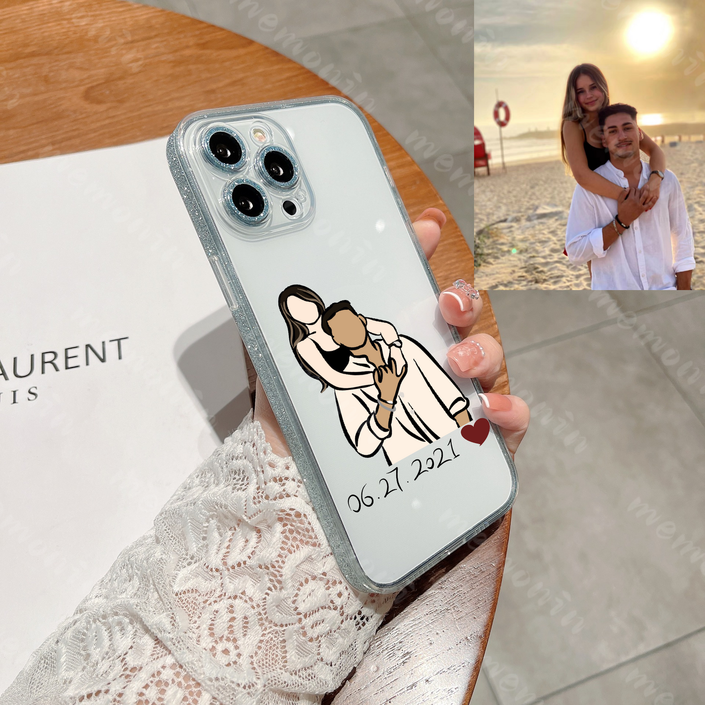 Custom Portrait Phone Case (sequin border)